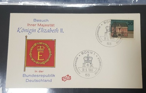 1965 queen elizabeth ll germany cover special postmark or chop BONN 1 - Picture 1 of 2