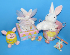 Mixed Spring Easter Lot of 9 Items: Plushies Figures Containers Pull Toy L K