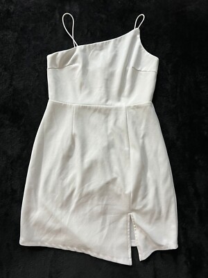 party for two ivory asymmetrical bodycon mini dress Asymmetric Layered Halterneck Mini Dress in Ivory - 2 main image 1