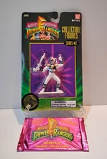 1994 BANDAI Power Rangers Collectable White Ranger Figure +Trading Card Pk Combo