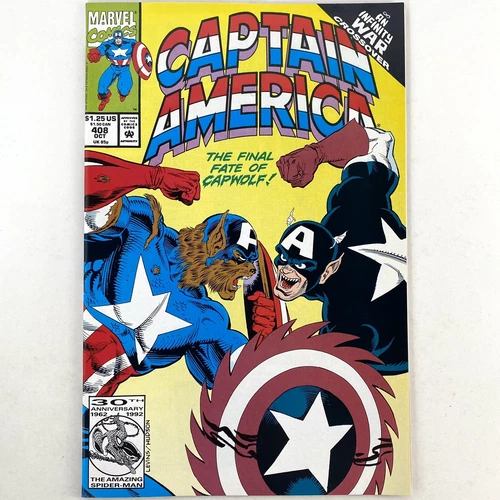 Captain America #408 Marvel Comics Vintage 1992 Capwolf Original Bag & Board