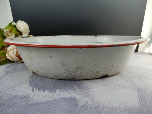 Enamelware Enamel Wash Basin Farmhouse Decor Flower Planter - Picture 5 of 8