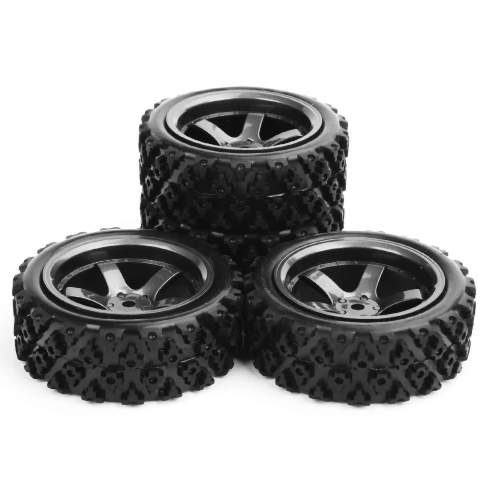 4Pcs 1:10 RC Rally Tires&12mm Hex Wheel D5M HPI HSP For 1/10 Off Road Model Car - Image 3 of 4