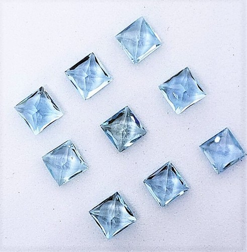 AQUAMARINE GEM PRINCESS CUT LIGHT BLUE BRAZIL GENUINE NATURAL SQUARE LOOSE 4mm - Picture 5 of 5