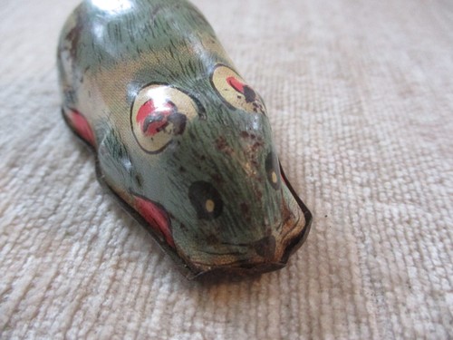 Tin Litho Mouse Friction Toy Good Colors Vintage - No Tail - Picture 9 of 10
