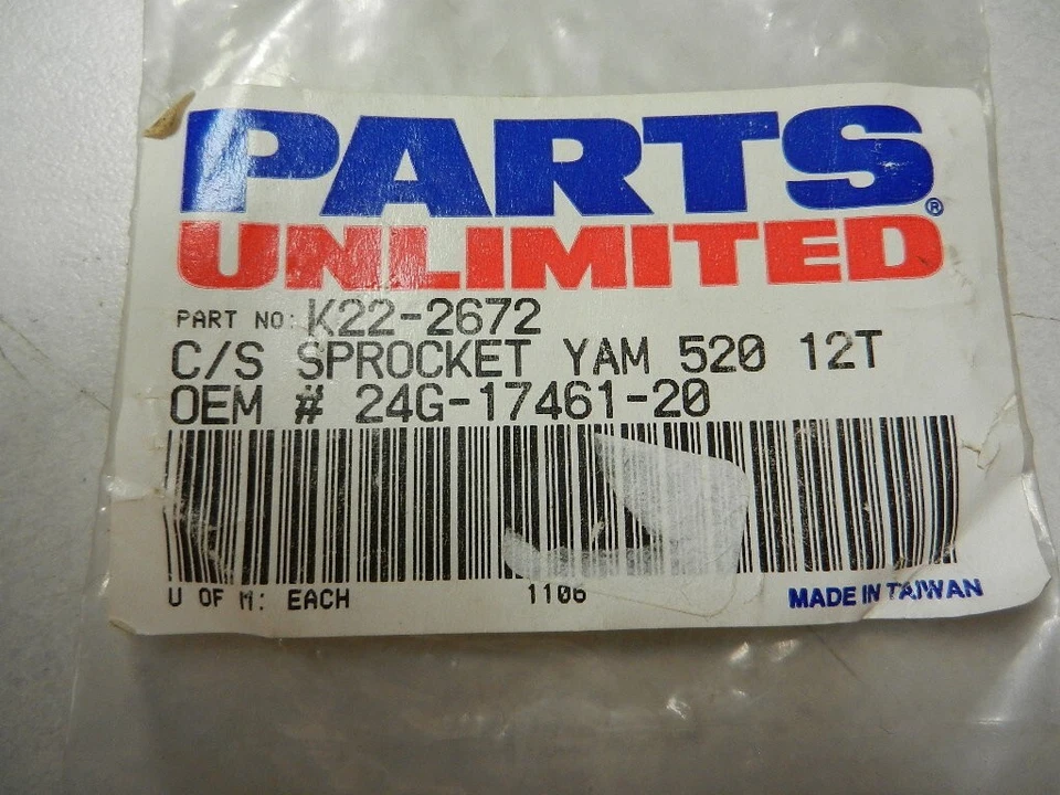 NOS Parts Unlimited Sprocket 12T Fits: Yamaha 1987 YZ125 91-92 WR200 K22-2672 - Image 2 of 4
