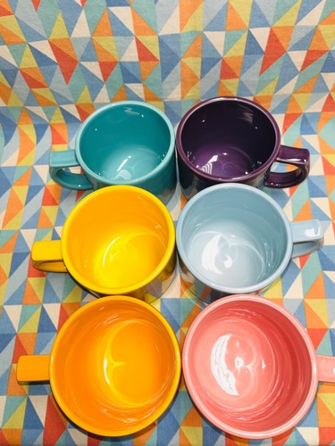 NEW FIESTAWARE STACKING stack Mug set of 6 Mixed Colors Fiesta FREE SHIPPING - Picture 2 of 3