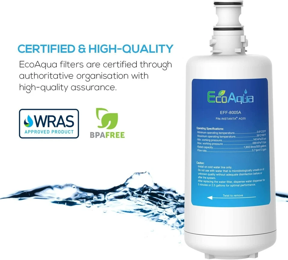 EcoAqua EWF-8005A Water Filter Compatible With Instanta Models AQ35 - 4 Pack - Image 4 of 4