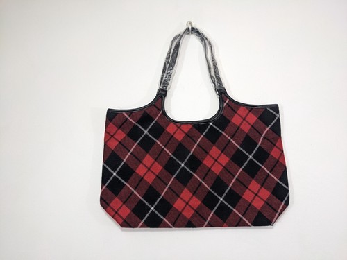 NWT $60 Victoria's Secret Red Black Sherpa Logo Plaid Tote Weekender Travel Bag - Picture 8 of 10