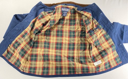 Vintage Men’s Lands’ End Canvas Field Coat XL Blue Denim Jacket Plaid NOS NEW - Picture 6 of 24