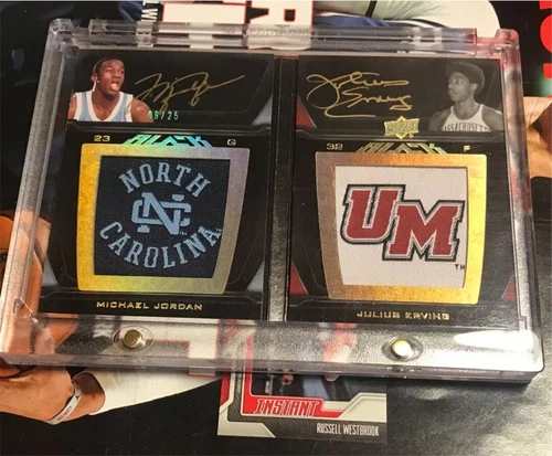 2011 UD MICHAEL JORDAN JULIUS ERVING Dual Auto Logo Patch /25 SP Booklet