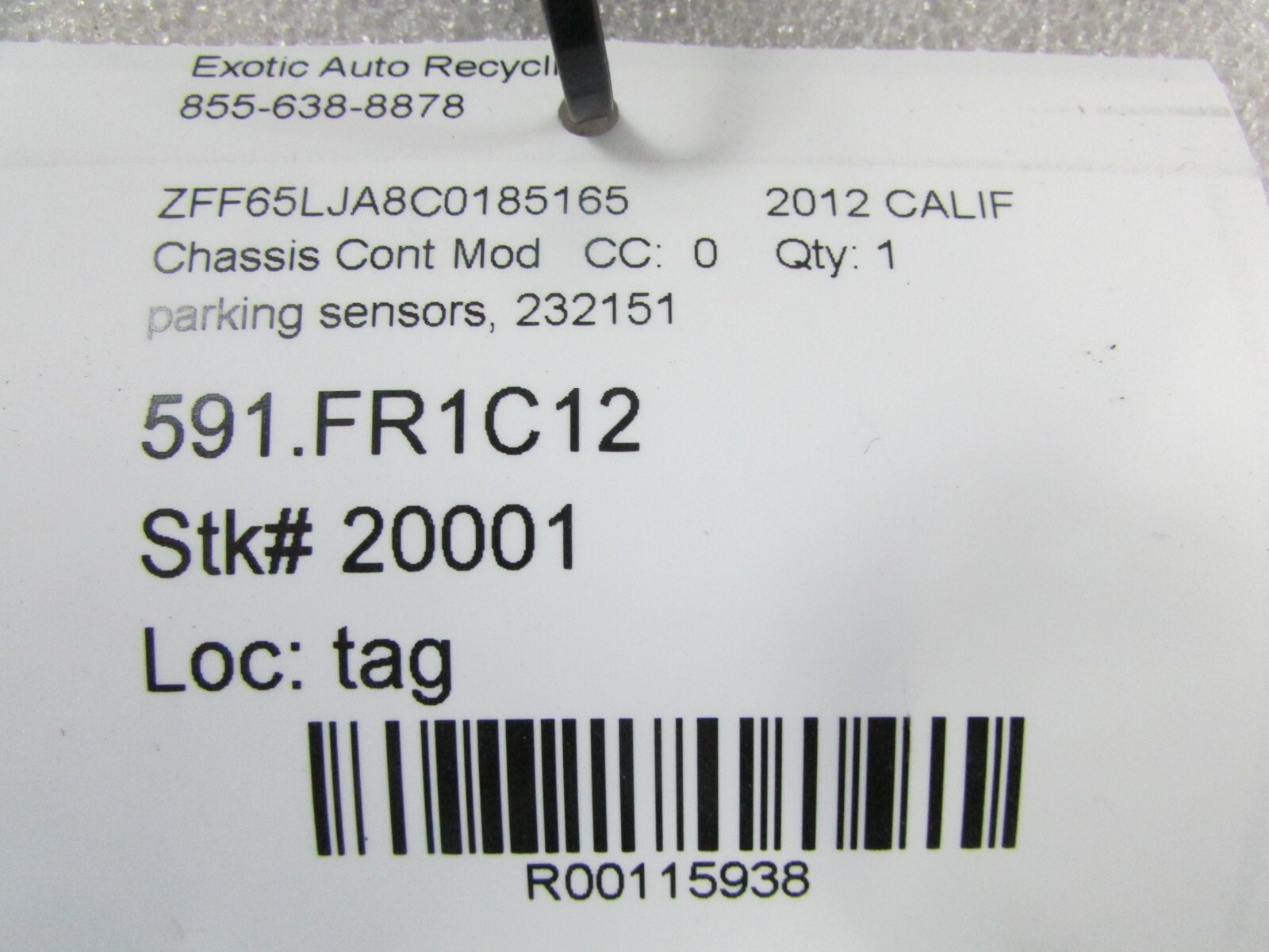 Ferrari California, Parking Sensor Control Module, Used, P/N 232151