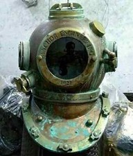 Antique Green Diving Divers Helmet Marine Divers US Navy Deep Sea Scuba Designer