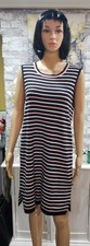 New PREMISE Knit Sleeveless Shift  Sweater Dress L/XL Striped Black White & Pink