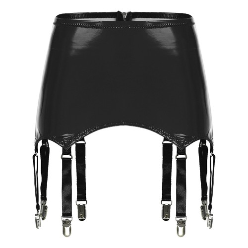 UK Women's Wet Look Garter Belt Suspender Lingerie Thigh High Stockings Clubwear - Picture 54 of 86
