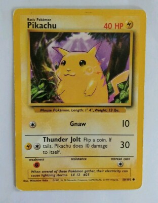 1999 Wizards PIKACHU Gnaw Pokemon Card Illus. Mitsuhiro Arita LV