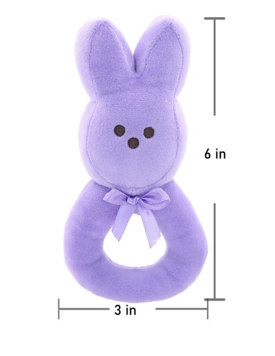 Peeps Purple Easter Bunny Soft Plush Baby Rattle Toy - Picture 5 of 7
