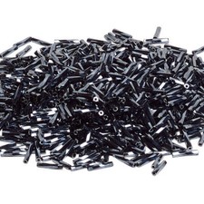 12x2mm opaque met. black twist glass bugle beads, Miyuki TW451, 25gm, 420 beads