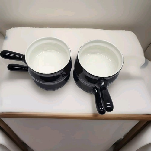 Set of 4 Sweejar Black/White Porcelain Soup & Cereal Bowls with Handle – Eco-Fri - Picture 6 of 7
