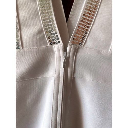 Vestido Bebe Bodycon Marfil Plata Lentejuelas Adornado Fiesta Cóctel Talla S Nuevo con Etiquetas - Imagen 8 de 12