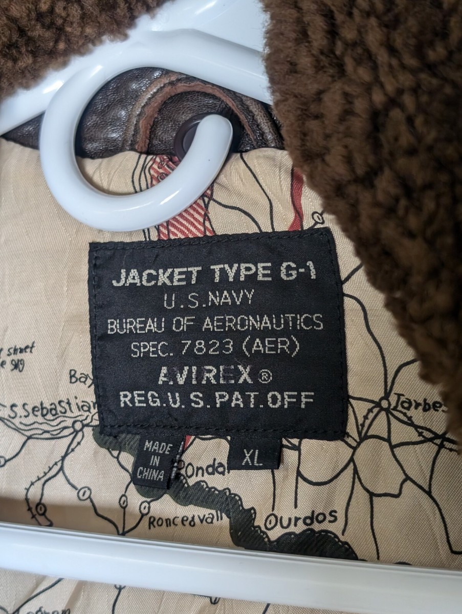 Avirex Type G-1 US Navy Leather Aeronautics Bomber Jacket