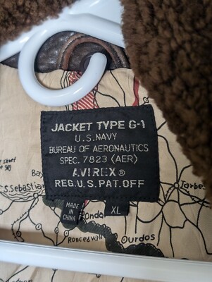 Avirex Type G-1 US Navy Leather Aeronautics Bomber Jacket