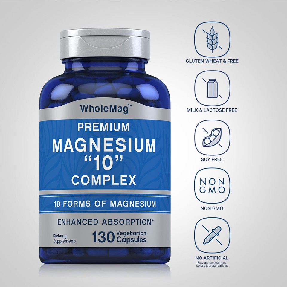 Magnesium 10 in One Complex 130 Capsules NonGMO by Piping Rock