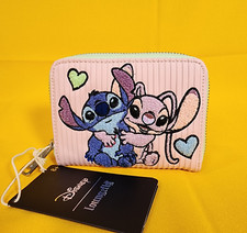 Loungefly Disney Lilo and Stitch Angel Corduroy Pastel Color Block Zip Wallet