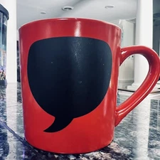 Red cup with large blackboard like balloon dishwasher safe World Market 