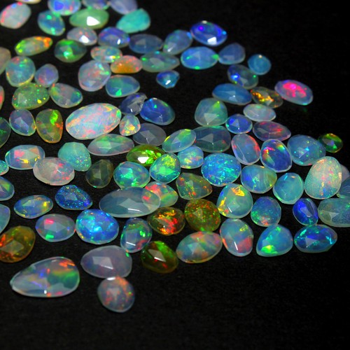 Natural Ethiopian Multi Fire Faceted Opal slices cut loose Gemstone 8mm to 4MM - Picture 4 of 12
