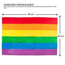 Rainbow Pride JUMBO 60x80in Throw Blanket Super Soft Plush Fleece LGBTQIA Gay