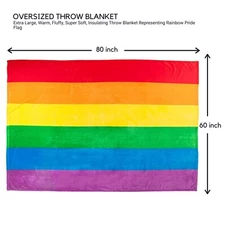 Rainbow Pride JUMBO 60x80in Throw Blanket Super Soft Plush Fleece LGBTQIA Gay