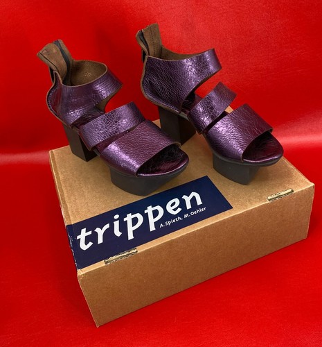 Sandalias Trippen Plataforma Brillo Súper Metálicas Texturizadas Púrpura Talla EU 38 US 7.5 - Imagen 3 de 20