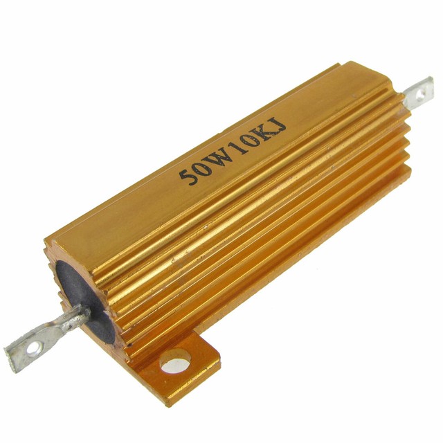 25W 10k Ohm Aluminium Housing Chassis Mount Wirewound Power Resistors Gold 1pcs