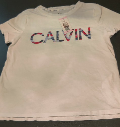 Calvin Klein Women's Soft Crew Neck Rolled Sleeve Graphic Logo T-shirt White S - 第 1/6 張圖片