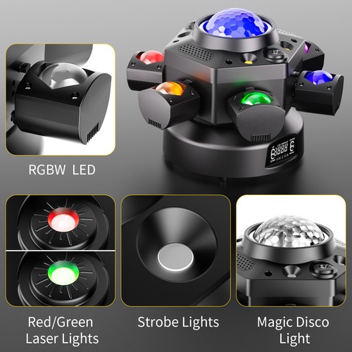 UKing 120W RGBW 6-Arms Laser Light DJ Disco Party Strobe Effect Stage Lighting - Picture 4 of 8