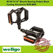 WELLGO M195 9/16'' Aluminum Bicycle Bearing Pedals Black MTB BMX Cycling