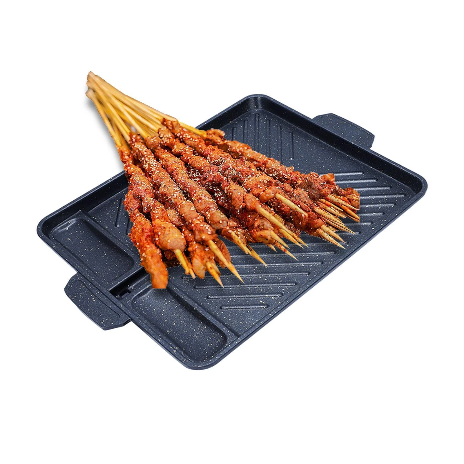 Barbecue Grill Pan Rectangle Roasting Pan with Double Handles for BBQ Frying