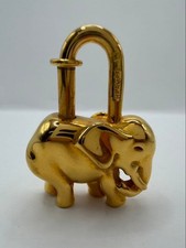 HERMES Elephant Cadena Charm Gold Metal Bag Charm Vintage Women's Pre-owned