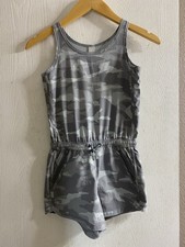 Athleta Girl Light Grey Camo Sleeveless Waist Tie Romper Shorts Youth Sz 7
