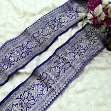 Indian Vintage Purple Sari Border Woven Banarasi 1yd Trim Craft Sewing Recycled