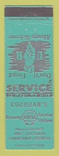 Matchbook Cover - Shell oil gas Cochran's Gainesville GA