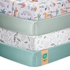 4 PCS Baby Crib Sheets Fitted 52x28 Inch Microfiber Zoo Woodland Animal Green