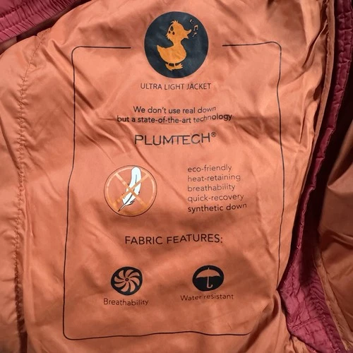 Save the Duck Ultra Light Jacket Puffer Mens Size Small Full Zip Plumtech Red image 4