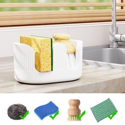 White 2-Slot Diatomite Stone Sponge Holder for Kitchen Sink Ultra Absorbent