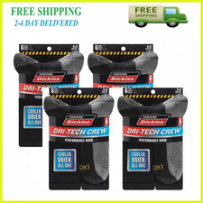 Genuine Dickies Men's Dri-Tech Crew Socks, Moisture Wicking, 4 Pack 24 Pairs 