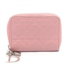 Portafoglio Christian Dior Lady Dior Cannage piccolo pelle rosa usato donna