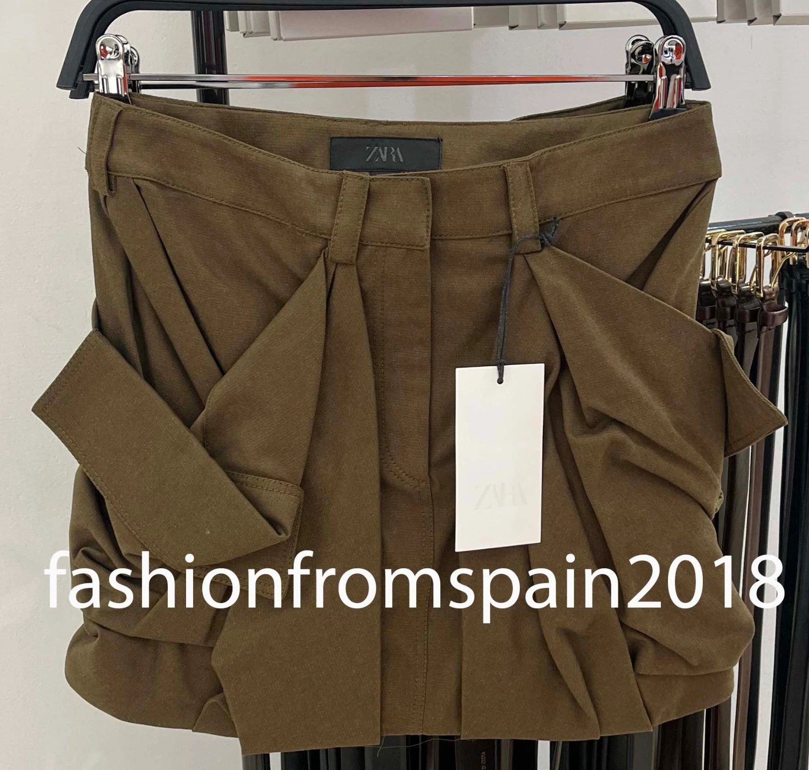 ZARA NEW WOMAN MID-RISE ZW COLL CARGO MINI SKIRT KHAKI XS-XL 2091/002/505