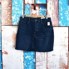 Women's Old Navy High-Waisted Button-Fly Cut-Off Mini Jean Skirt SIZE 10 Fae NEW