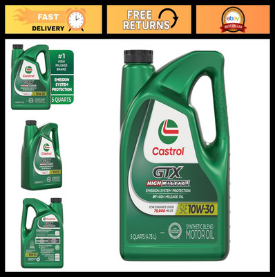 High Mileage 10W-30 Synthetic Blend Motor Oil, 5 Quarts - Engine Protection & Pe